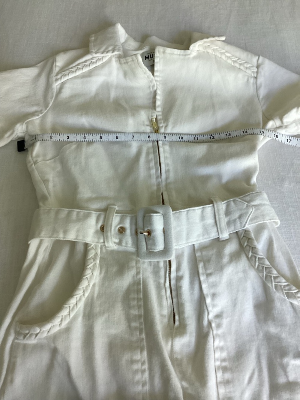 Show Me Your MuMu Outlaw Romper Size Small Pearly White Belted Utility Zip Front - Picture 12 of 13